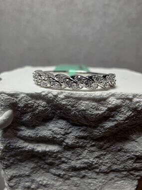 S7 Diamond Half Eternity Band 925 Sterling Silver Lab Created
